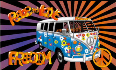 Festival flag pole kit peace love camper van 