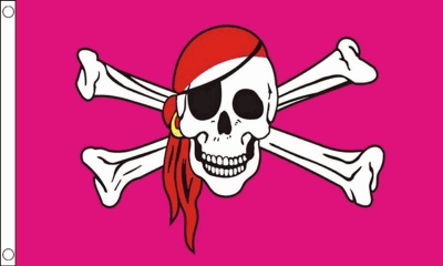 Pink Pirate Skull and Crossbones